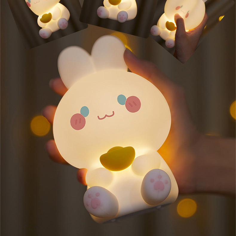 Lampe de chevet LED en silicone moelleux en forme de lapin - Cadeau parfait pour les enfants et les filles