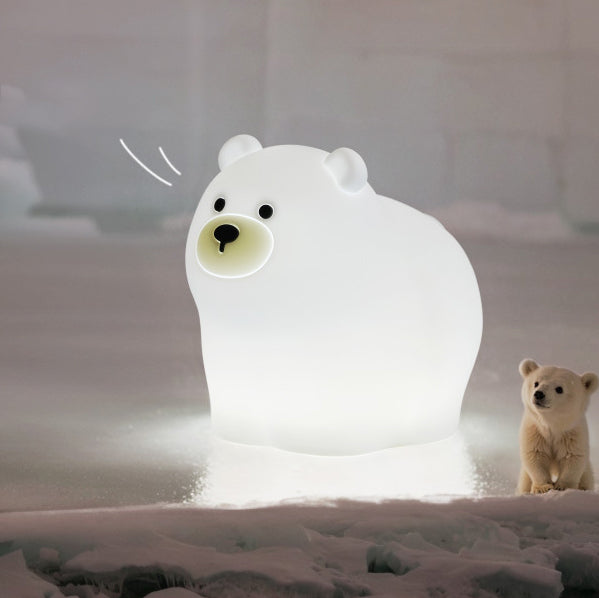 Lampe de nuit LED en silicone souple petit ours blanc - Cadeau parfait pour les enfants et les filles