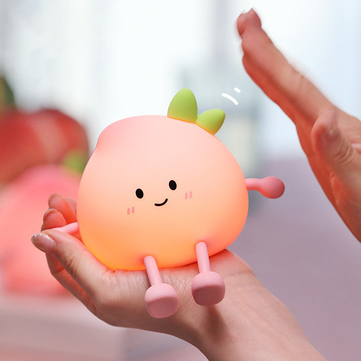 Lampe de nuit LED en silicone souple en forme de pĂȘche - Cadeau parfait pour les enfants et les filles