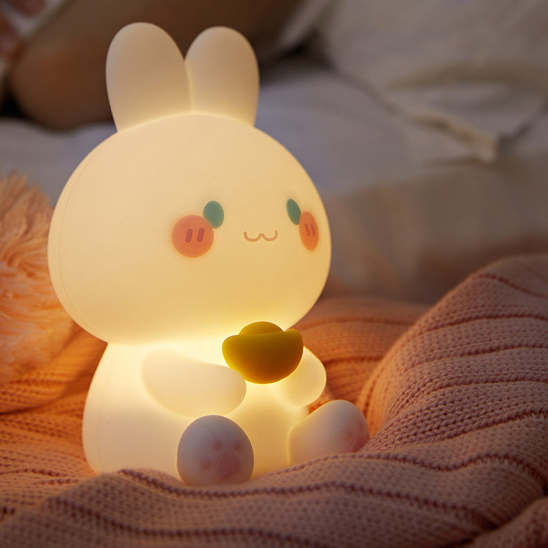 Lampe de chevet LED en silicone moelleux en forme de lapin - Cadeau parfait pour les enfants et les filles