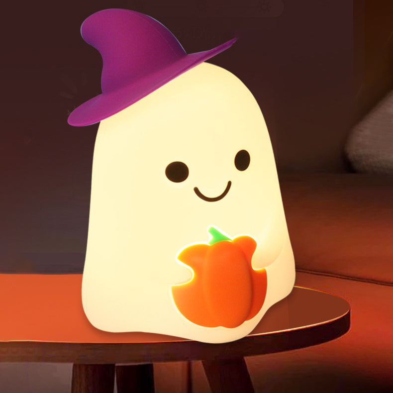 Lampe de nuit LED en silicone squishy fantôme citrouille - Cadeau parfait pour les enfants et les filles