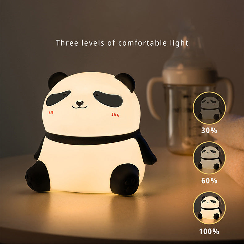 Lumière nocturne LED panda détendu en silicone squishy - Cadeau parfait pour les enfants et les filles