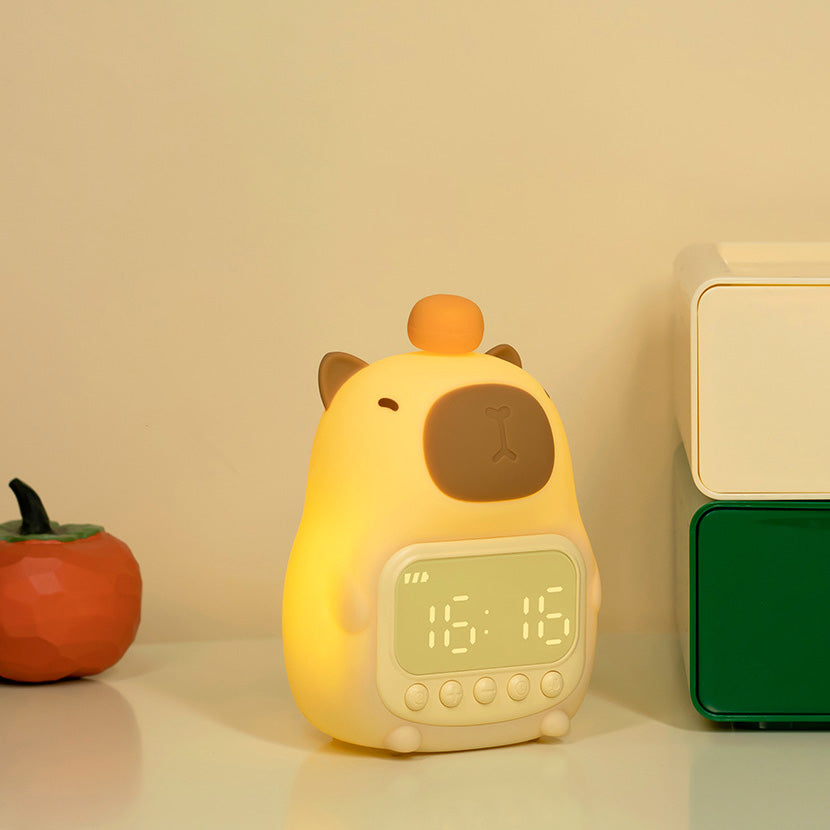 Réveil en silicone Squishy Capybara avec veilleuse LED - Cadeau parfait pour les enfants et les filles