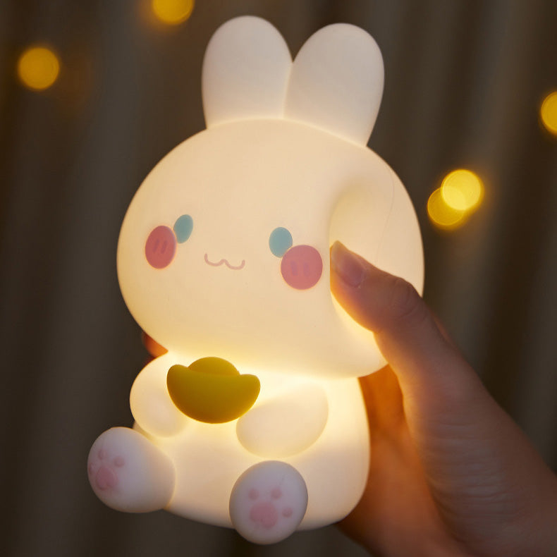 Lampe de chevet LED en silicone moelleux en forme de lapin - Cadeau parfait pour les enfants et les filles