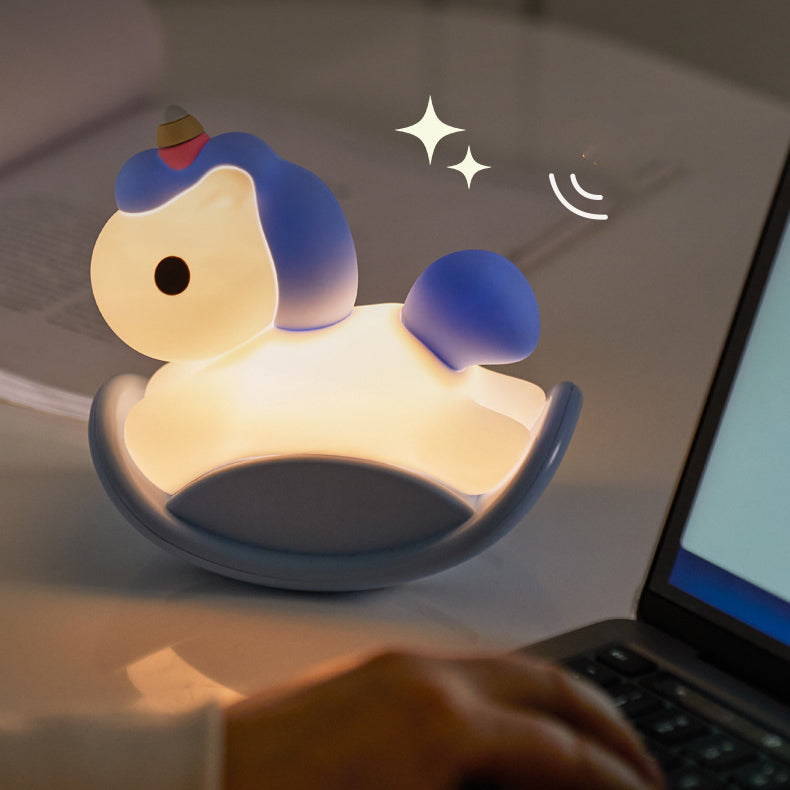 Lampe de nuit LED licorne Trojan en silicone compressible - Cadeau parfait pour les enfants et les filles