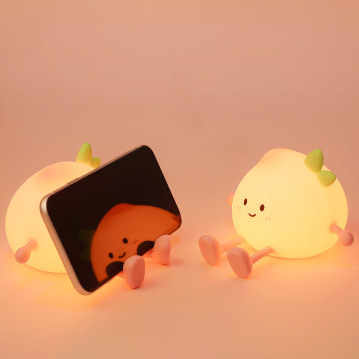 Lampe de nuit LED en silicone souple en forme de pĂȘche - Cadeau parfait pour les enfants et les filles