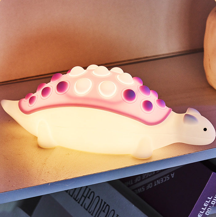 Lampe de nuit LED Pop-it dinosaure en silicone squishy - Cadeau parfait pour les enfants et les filles