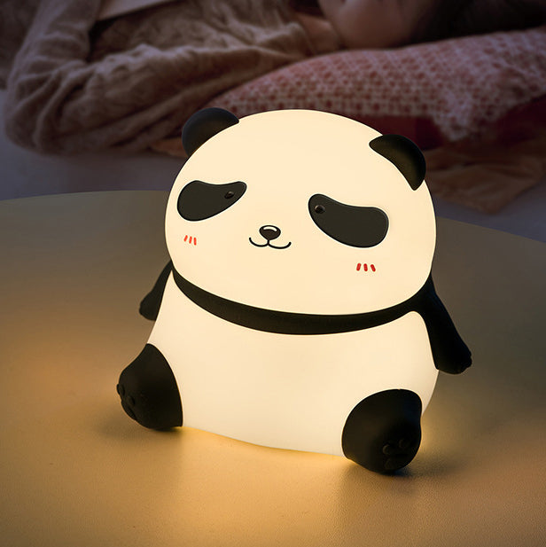 Lumière nocturne LED panda détendu en silicone squishy - Cadeau parfait pour les enfants et les filles