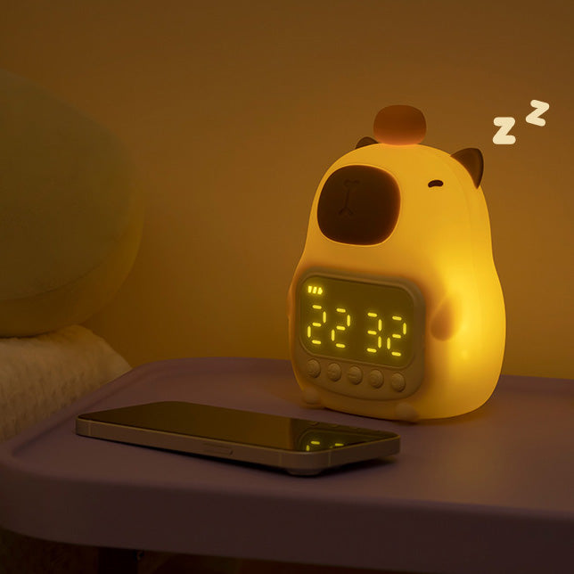 Réveil en silicone Squishy Capybara avec veilleuse LED - Cadeau parfait pour les enfants et les filles