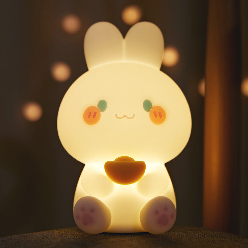 Lampe de chevet LED en silicone moelleux en forme de lapin - Cadeau parfait pour les enfants et les filles