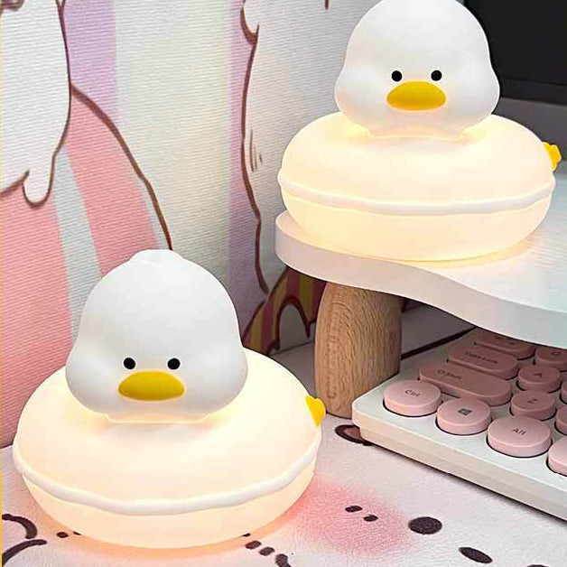 Anneau de natation Canard veilleuse LED lampe à pression en silicone meilleur cadeau pour bébé et fille