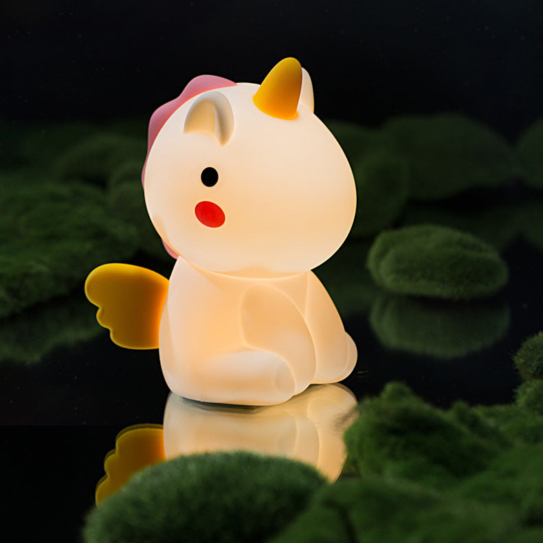 Lumière nocturne LED licorne en silicone confortable - Cadeau parfait pour les enfants et les filles