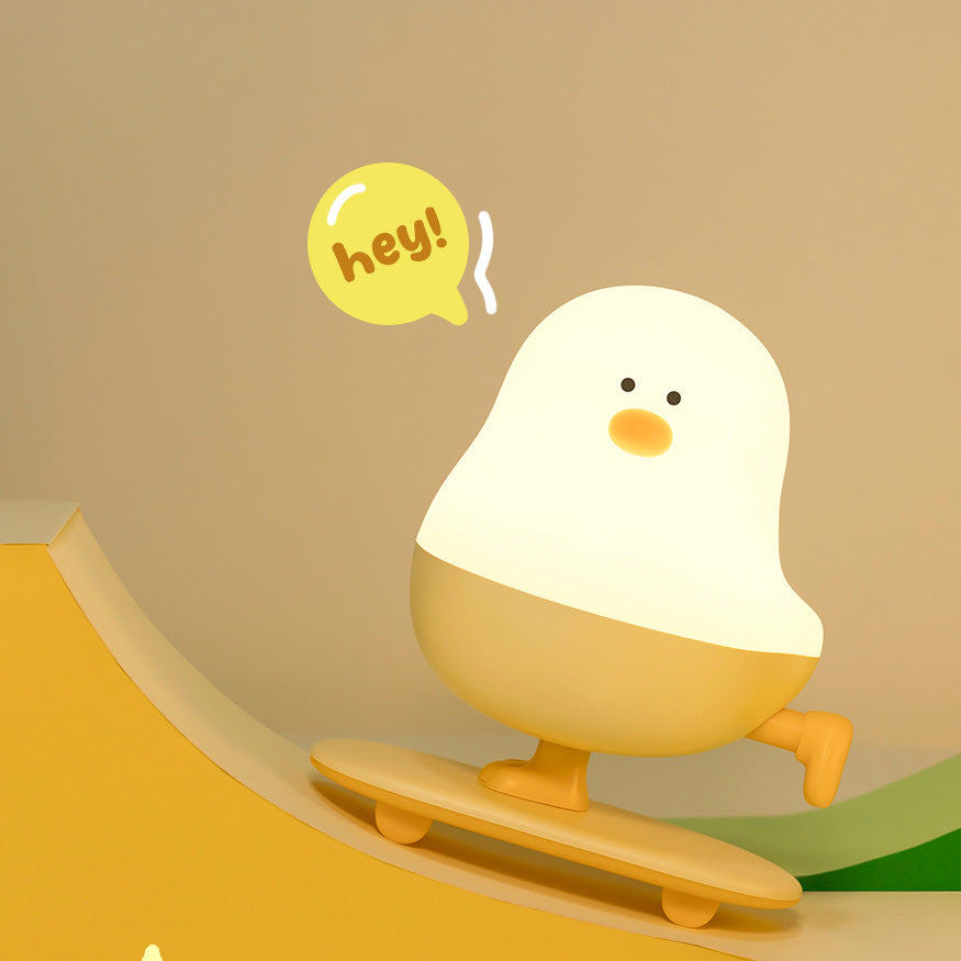 Lampe de nuit LED en silicone squeaky skateboard chicken - Cadeau parfait pour les enfants et les filles