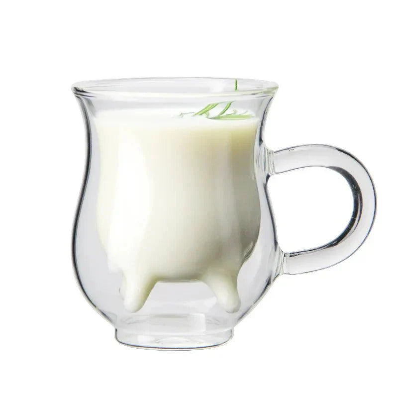 Tasse à café en verre à double couche « Vache »