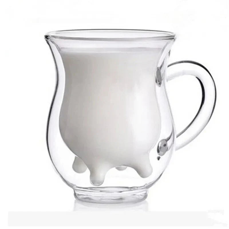 Tasse à café en verre à double couche « Vache »