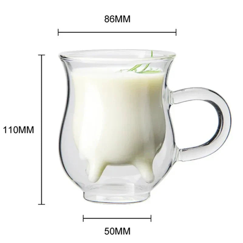 Tasse à café en verre à double couche « Vache »