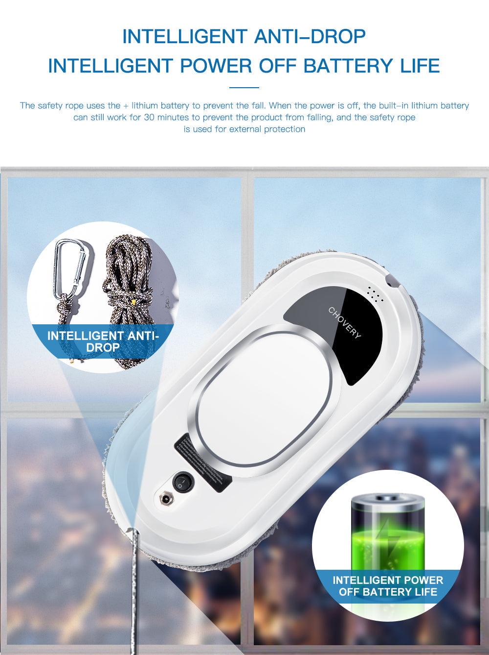 CleanBot - Robot de nettoyage de fenêtres intelligent avec télécommande
