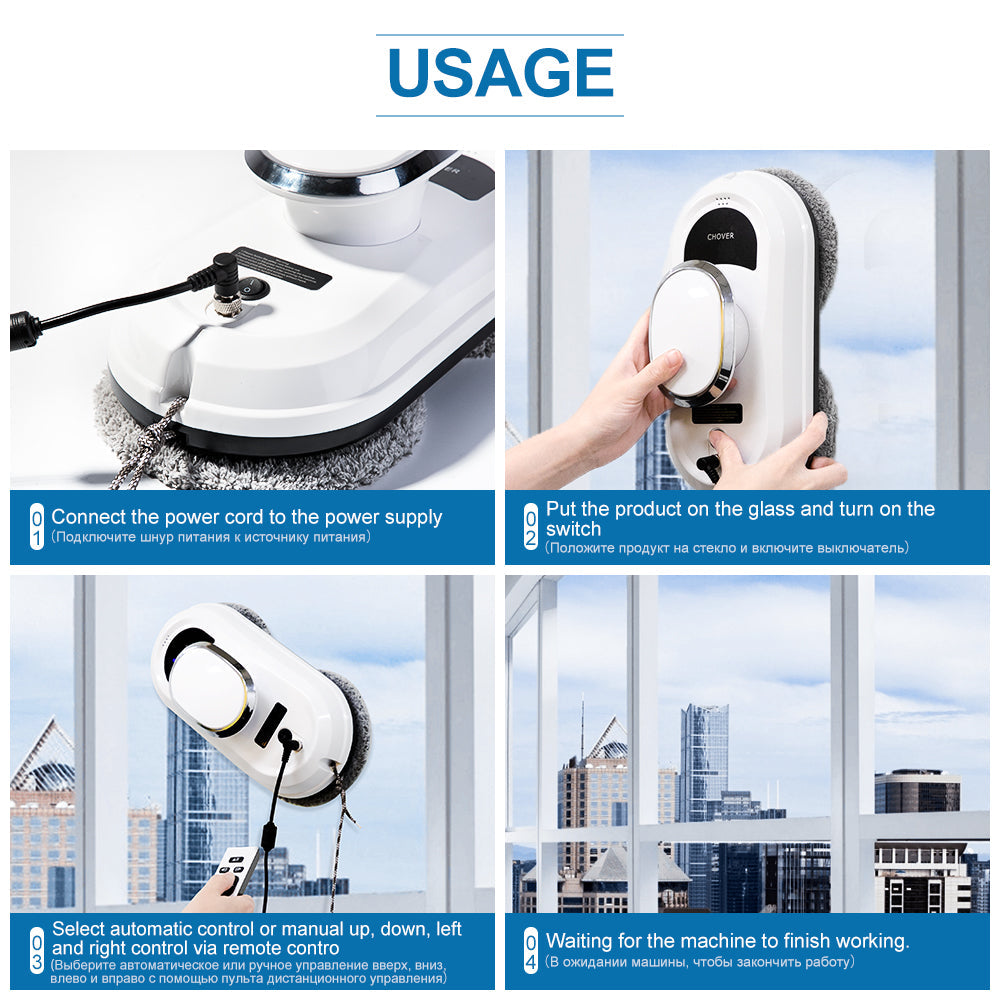 CleanBot - Robot de nettoyage de fenêtres intelligent avec télécommande