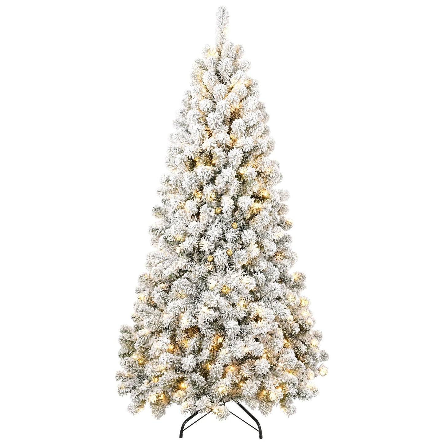 Arbre de Noël artificiel pré-éclairé neige-flocons de 5 pieds - Design ignifuge écologique, assemblage facile pour les fêtes 2024