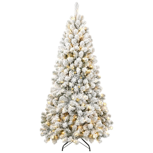 Arbre de Noël artificiel pré-éclairé neige-flocons de 5 pieds - Design ignifuge écologique, assemblage facile pour les fêtes 2024