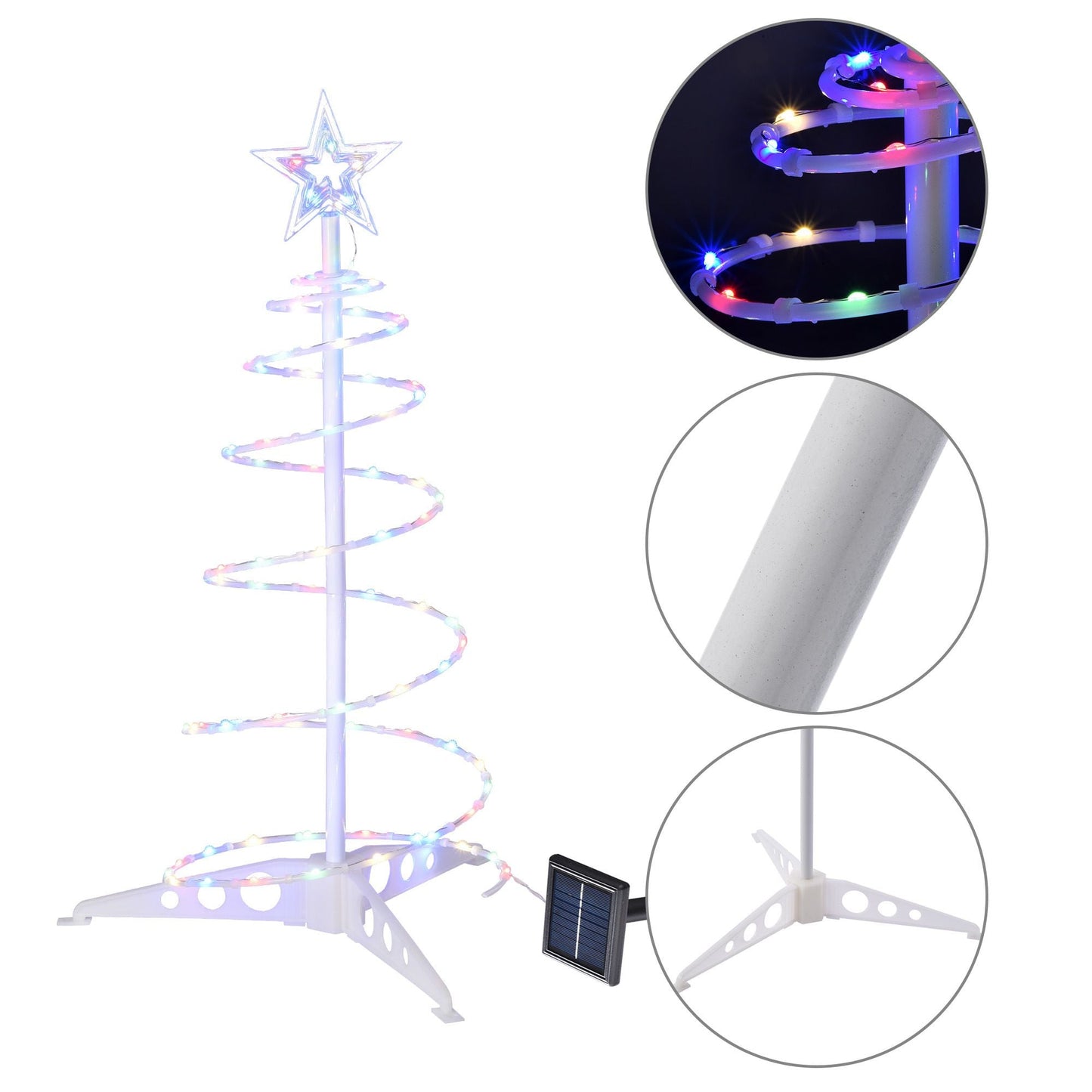 Arbre de Noël LED lumineux alimenté par solaire de 2 pieds avec modes scintillant et fixe - Décor de vacances parfait pour une utilisation intérieure et extérieure 2024
