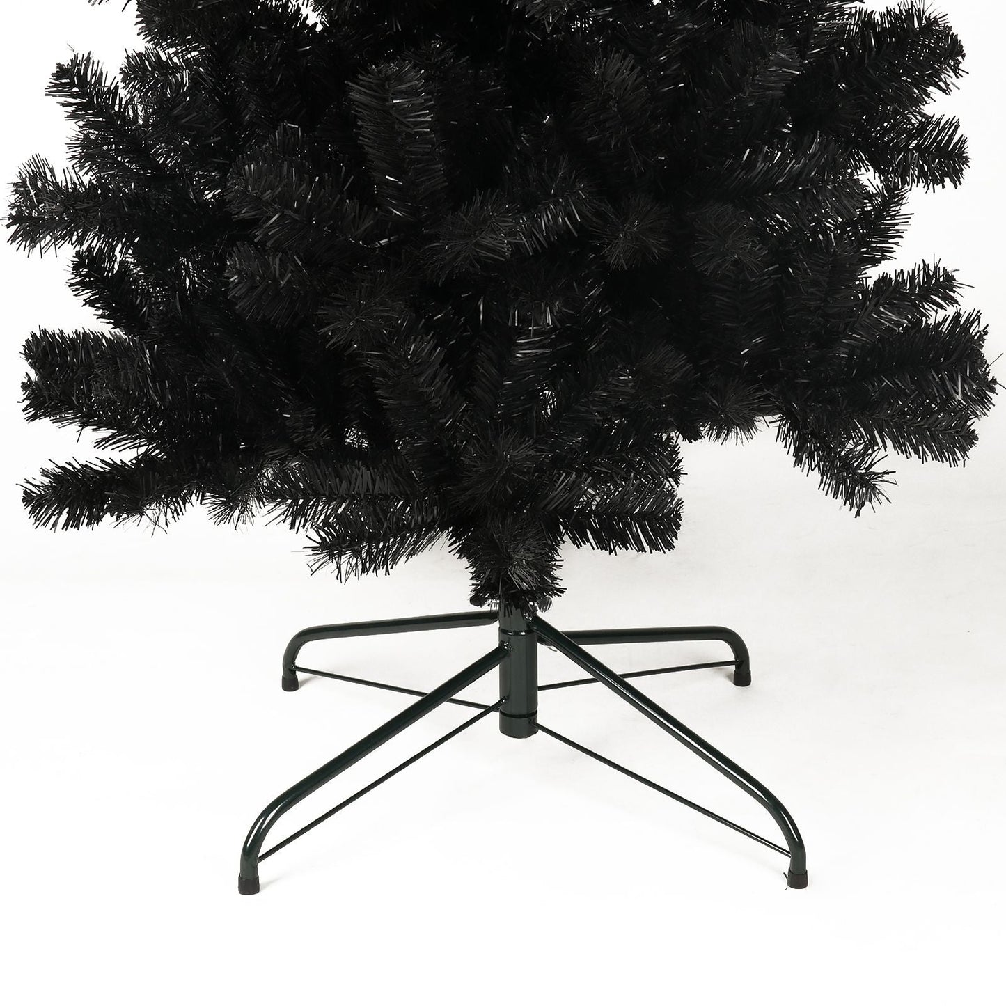 Arbre de Noël artificiel noir slim de 7,5 pieds avec support en métal pliable - Décor de vacances unique pour les petits espaces 2024