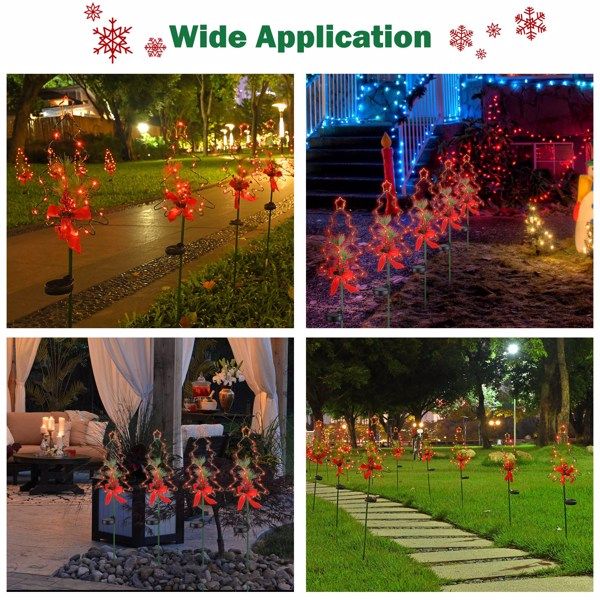 Lumières de chemin de Noël Décorations extérieures, Lumières de pique-nique de Noël solaires pour jardin, Lumières de chemin étanches pour jardins, arrière-cours, pelouses, allées, patios, paysages
