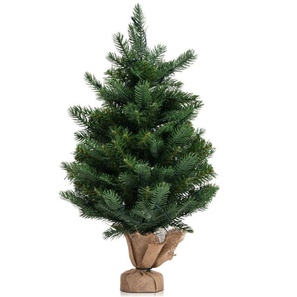 Arbre de Noël LED pré-éclairé de 24 pouces - Décor de table mini pour les fêtes avec fonction minuterie, parfait pour Noël à la maison et au bureau 2024
