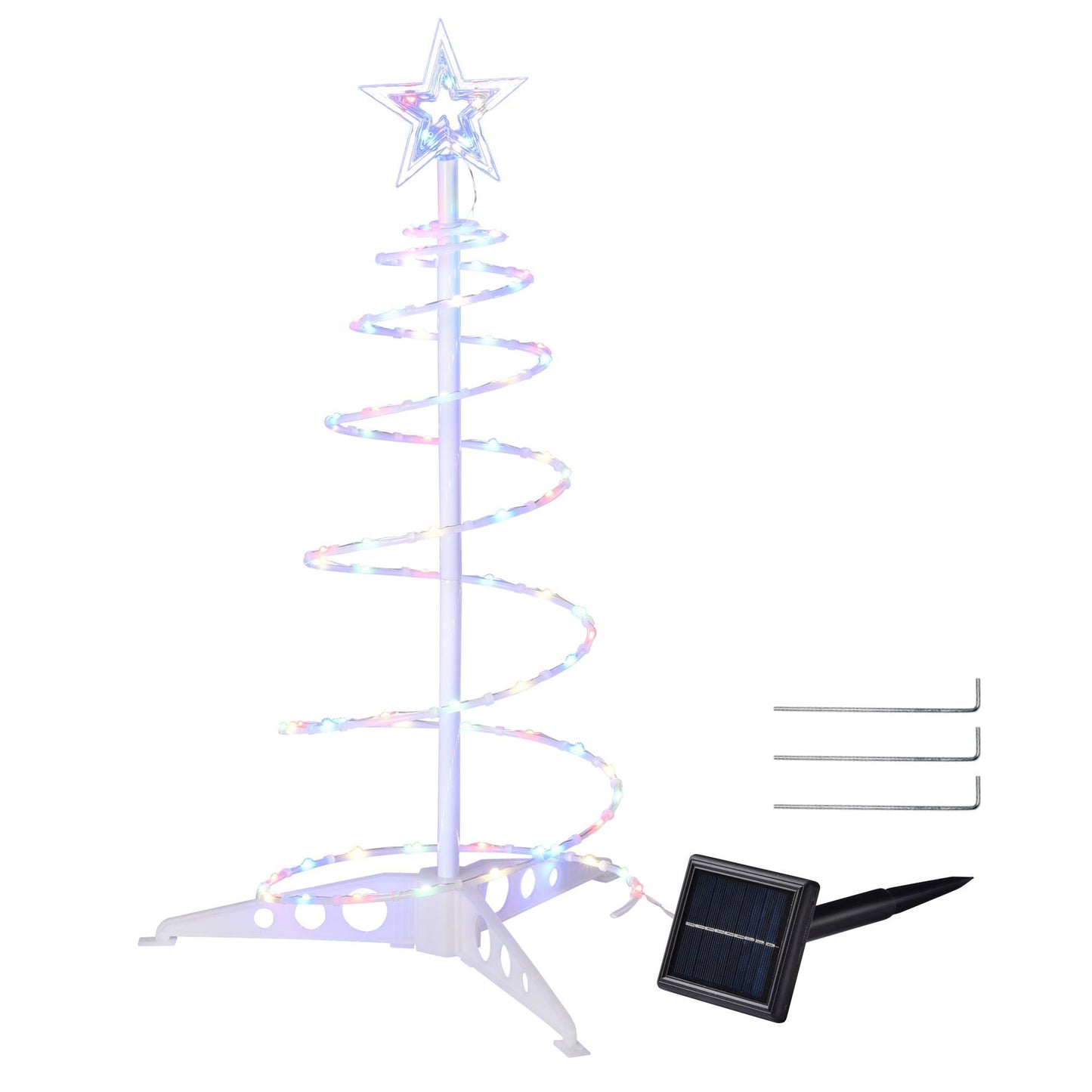 Arbre de Noël LED lumineux alimenté par solaire de 2 pieds avec modes scintillant et fixe - Décor de vacances parfait pour une utilisation intérieure et extérieure 2024