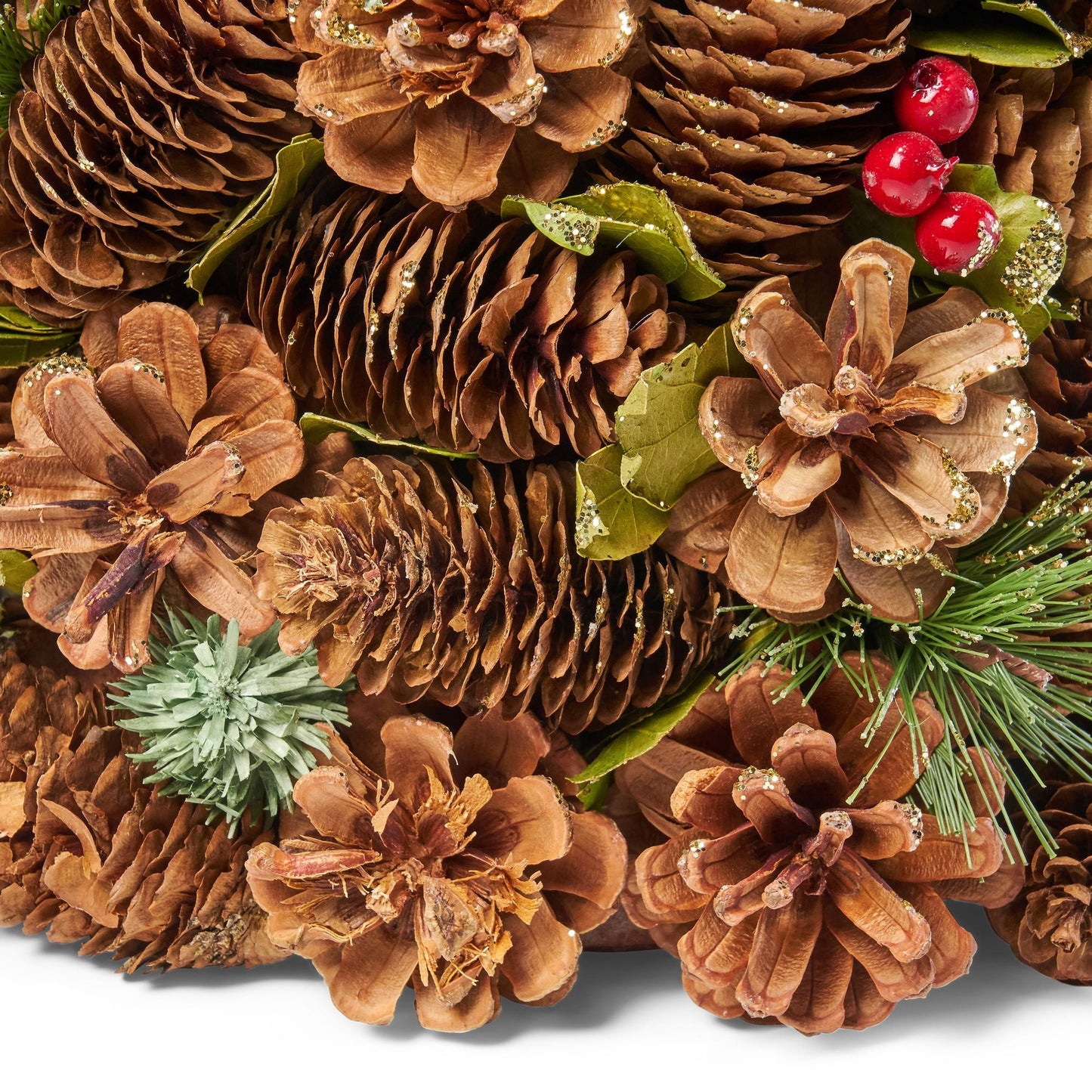 Arbre de table de Noël en cône de pin - Décor festif pour les vacances avec des ornements rouges, 26,5" de hauteur pour Noël 2024