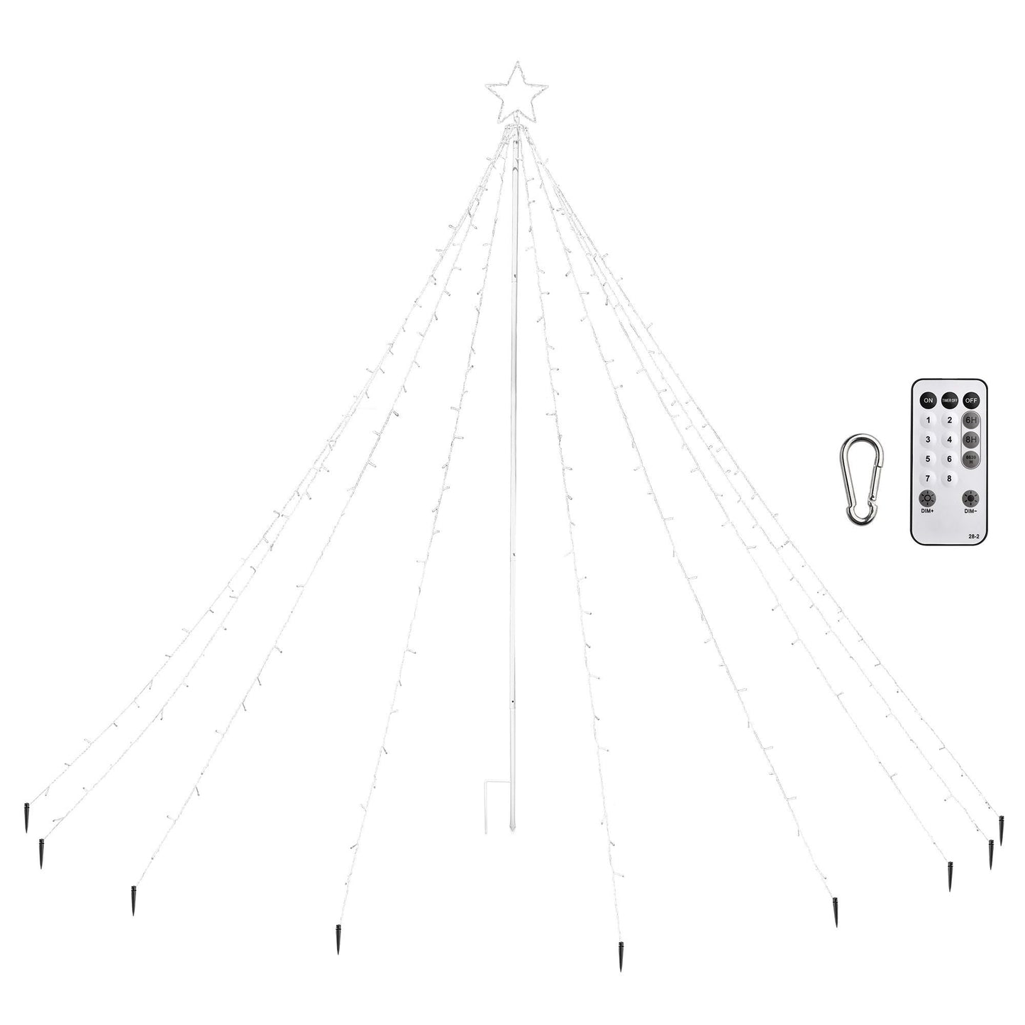 Arbre de Noël en cône spiral LED lumineux de 12 pieds avec étoile en haut - Lumières blanches chaudes, modes réglables, décoration de vacances parfaite pour 2024