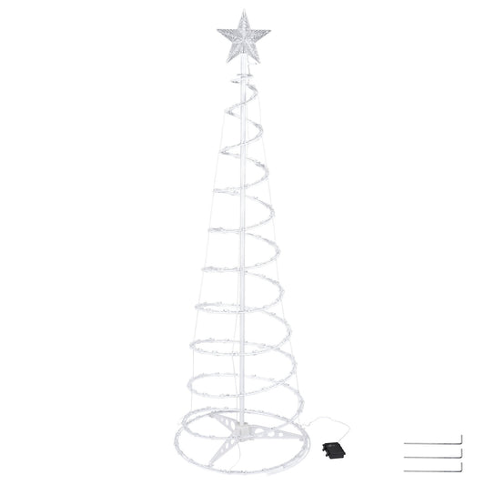 Arbre de Noël en spirale lumineux de 5 pieds avec 182 LED blanc froid - Décor extérieur à piles pour les fêtes 2024