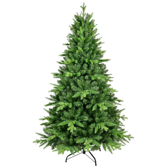 Arbre de Noël pré-éclairé en PVC/PE de 5 pieds – Décor de vacances moelleux et réaliste avec lumières LED pour célébrations festives 2024
