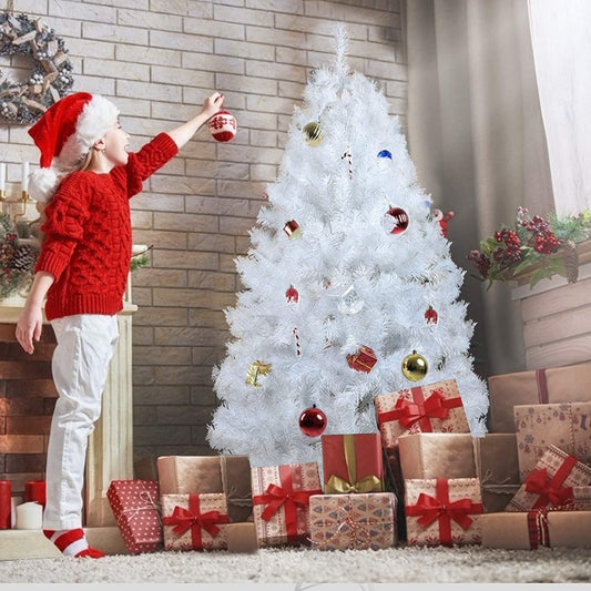 Arbre de Noël artificiel en épinette premium non éclairé de 5 pieds avec support en métal - Parfaite décoration de fête pour 2024