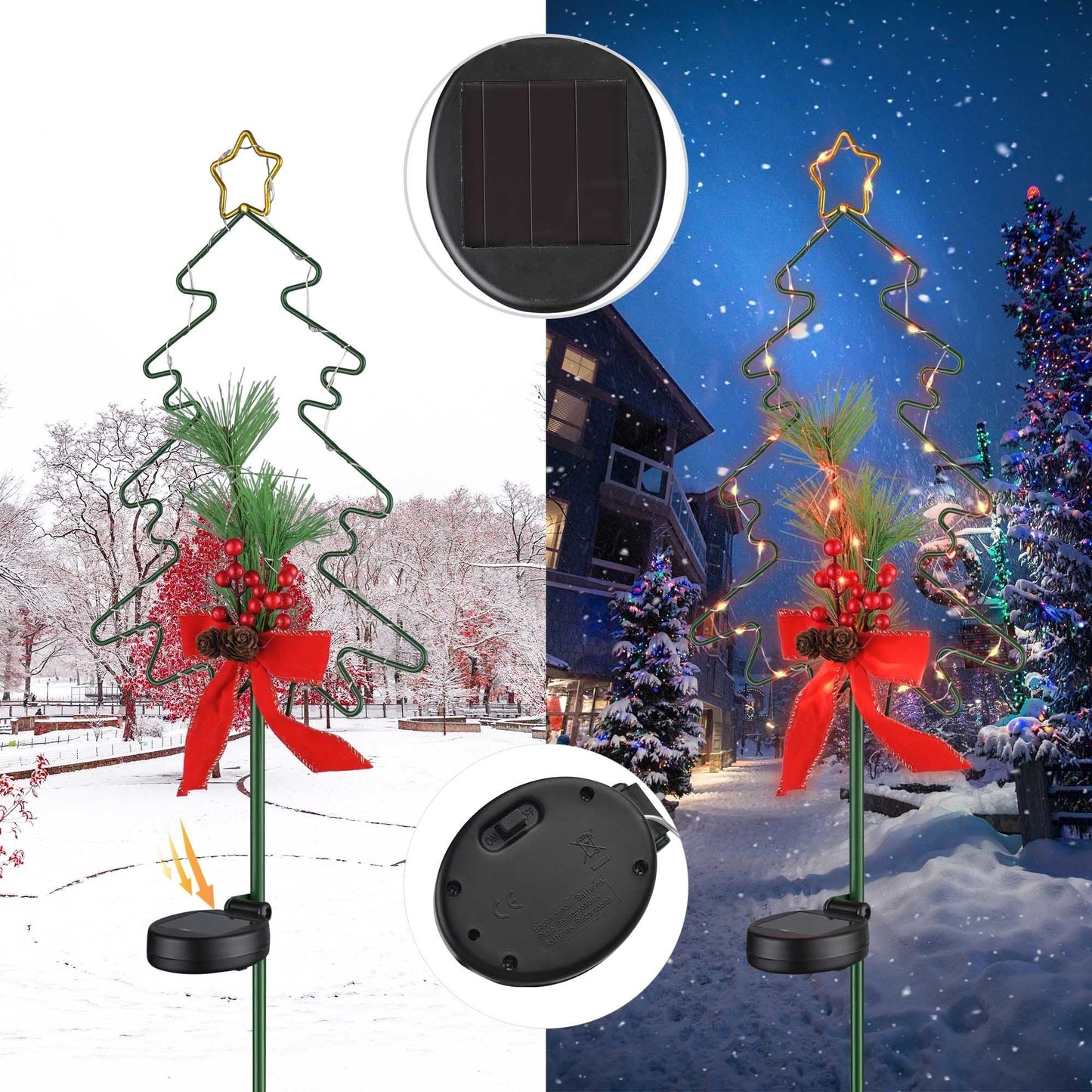 Lumière de piquet solaire pour arbre de Noël