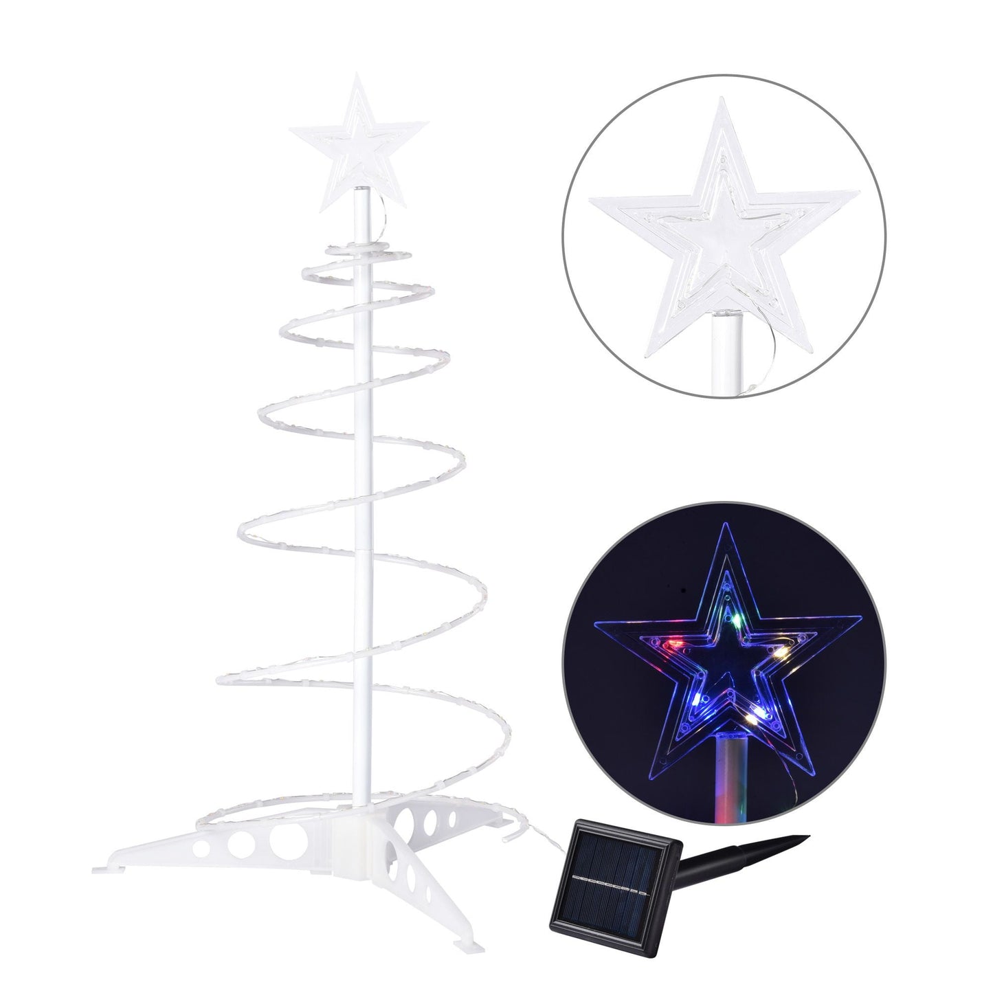 Arbre de Noël LED lumineux alimenté par solaire de 2 pieds avec modes scintillant et fixe - Décor de vacances parfait pour une utilisation intérieure et extérieure 2024