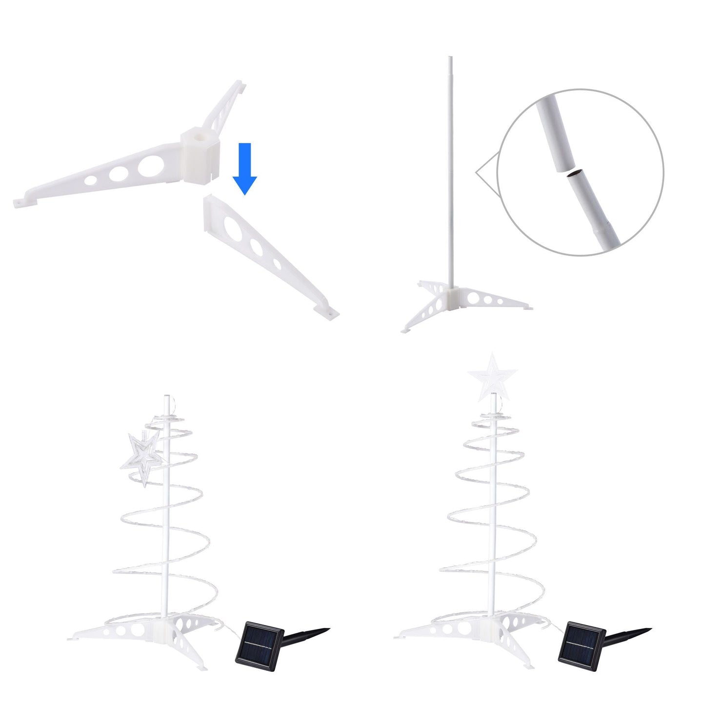 Arbre de Noël LED lumineux alimenté par solaire de 2 pieds avec modes scintillant et fixe - Décor de vacances parfait pour une utilisation intérieure et extérieure 2024
