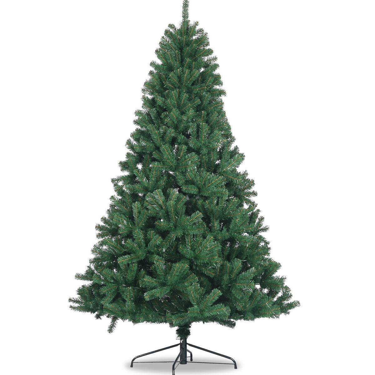 Arbre de Noël en PVC épicéa non éclairé de 6 pieds - Sapin vert complet avec support en métal pliable pour une décoration de vacances personnalisée