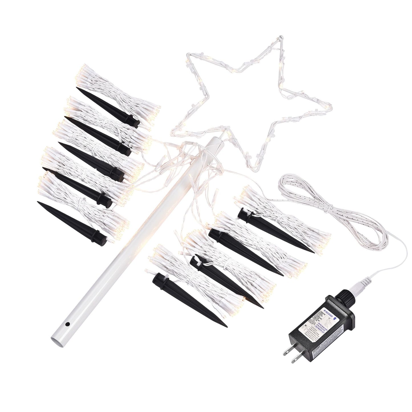 Arbre de Noël en cône spiral LED lumineux de 12 pieds avec étoile en haut - Lumières blanches chaudes, modes réglables, décoration de vacances parfaite pour 2024