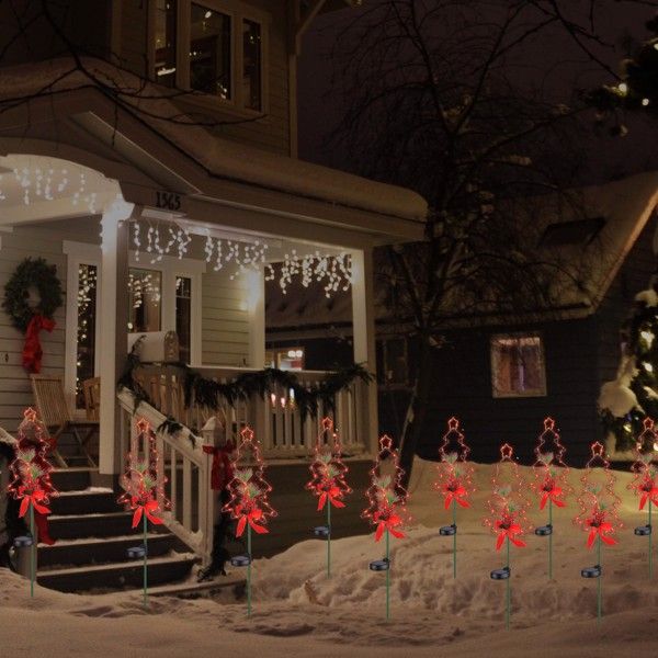 Lumières de chemin de Noël Décorations extérieures, Lumières de pique-nique de Noël solaires pour jardin, Lumières de chemin étanches pour jardins, arrière-cours, pelouses, allées, patios, paysages