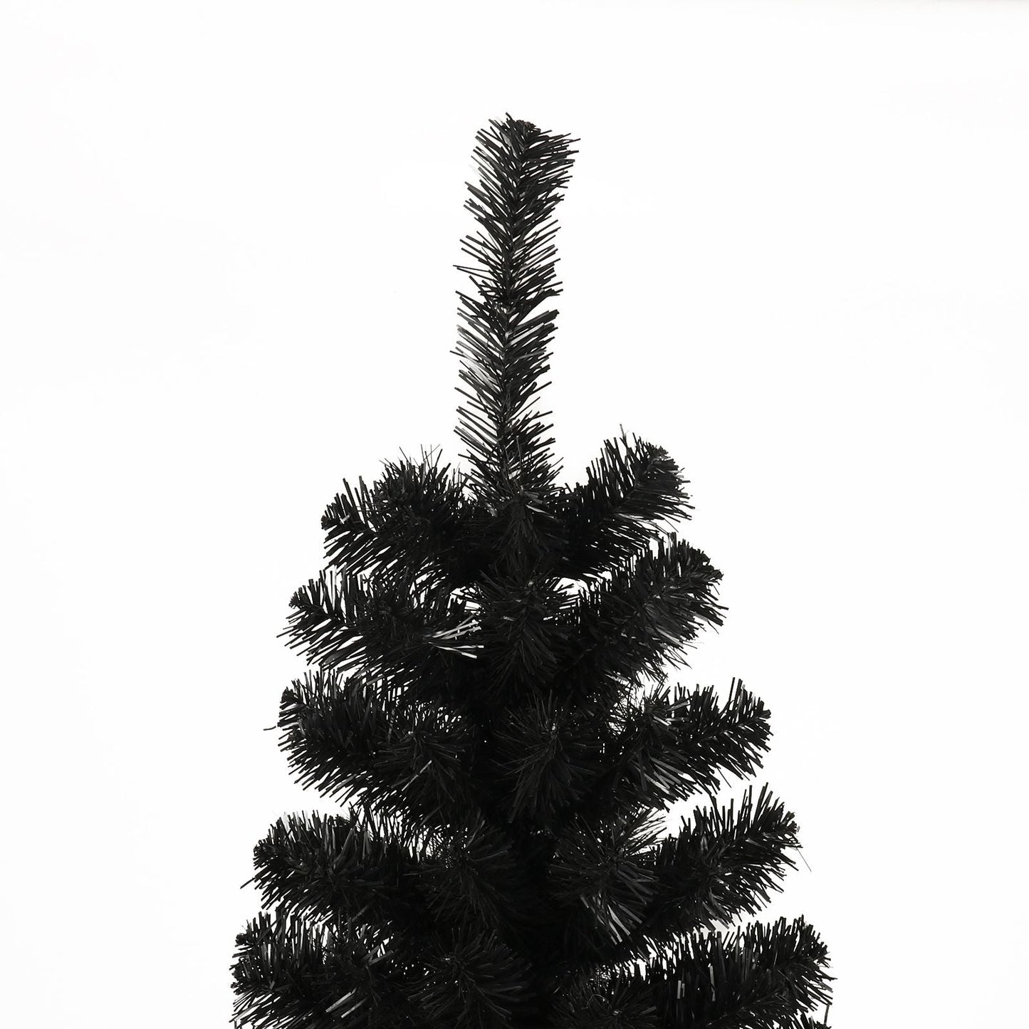 Arbre de Noël artificiel noir slim de 7,5 pieds avec support en métal pliable - Décor de vacances unique pour les petits espaces 2024
