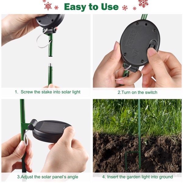 Lumières de chemin de Noël Décorations extérieures, Lumières de pique-nique de Noël solaires pour jardin, Lumières de chemin étanches pour jardins, arrière-cours, pelouses, allées, patios, paysages