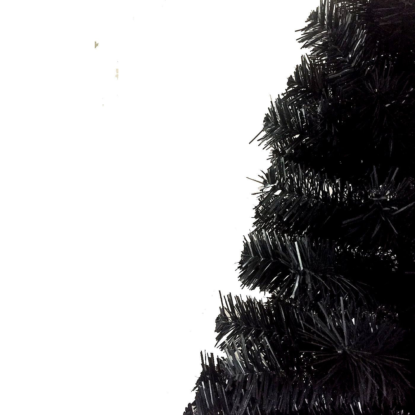 Arbre de Noël artificiel noir slim de 7,5 pieds avec support en métal pliable - Décor de vacances unique pour les petits espaces 2024