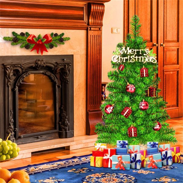 2 pi Sapin de Noël Vert Non Éclairé - PVC Écologique, Décor de Fête Parfait pour Utilisation Intérieure et Extérieure 2024