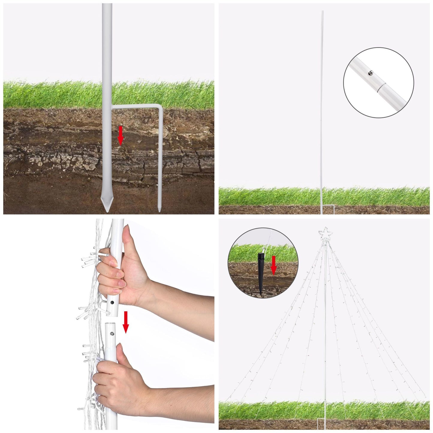 Arbre de Noël en cône spiral LED lumineux de 12 pieds avec étoile en haut - Lumières blanches chaudes, modes réglables, décoration de vacances parfaite pour 2024