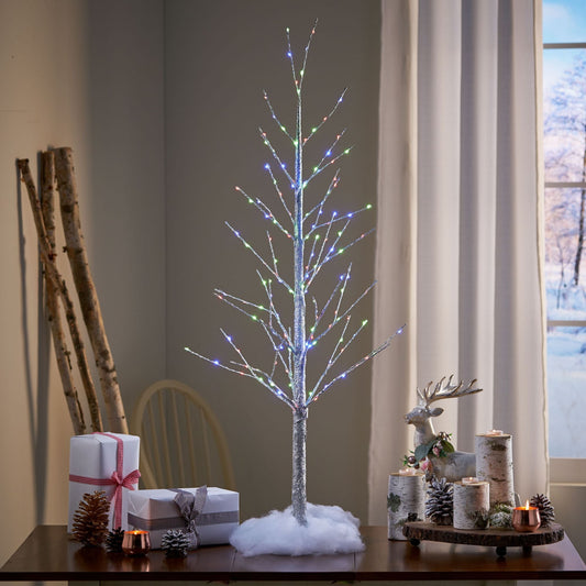Arbre en papier en branches LED multicolores de 4 pieds pour une décoration de vacances écologique 2024