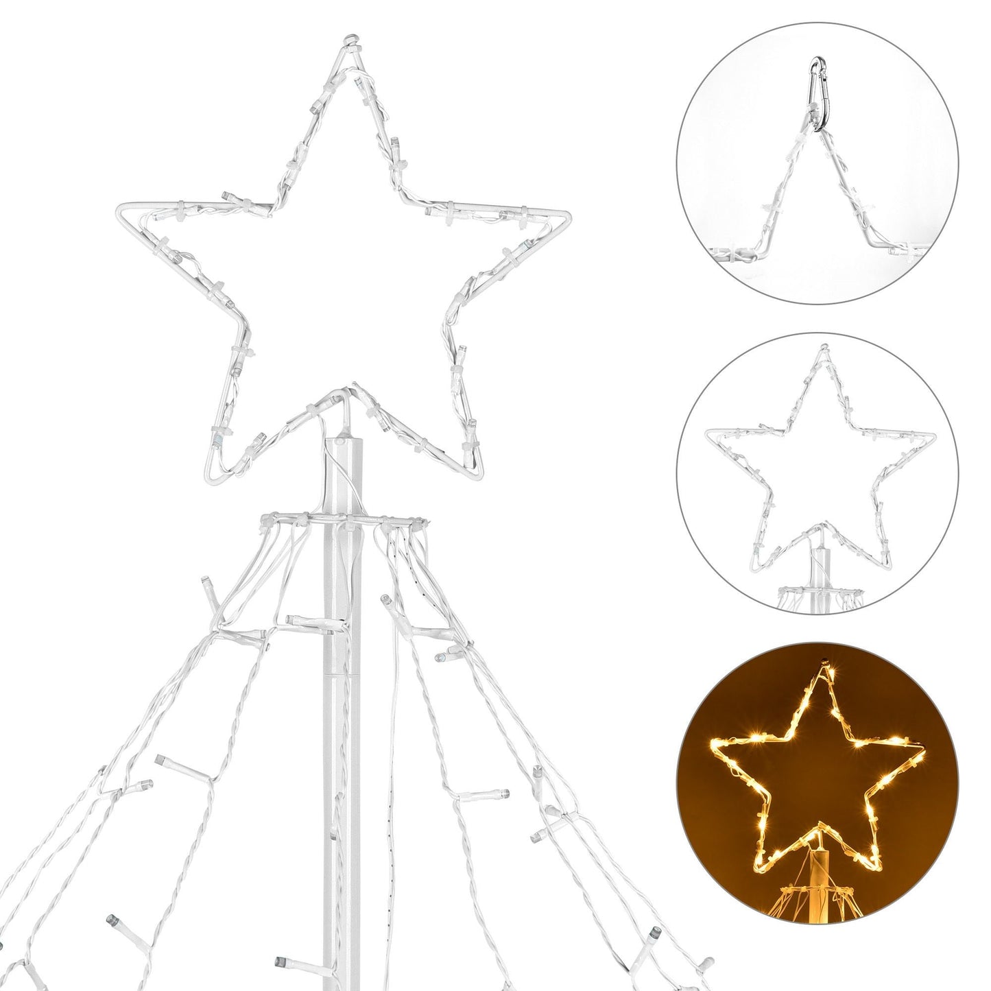 Arbre de Noël en cône spiral LED lumineux de 12 pieds avec étoile en haut - Lumières blanches chaudes, modes réglables, décoration de vacances parfaite pour 2024