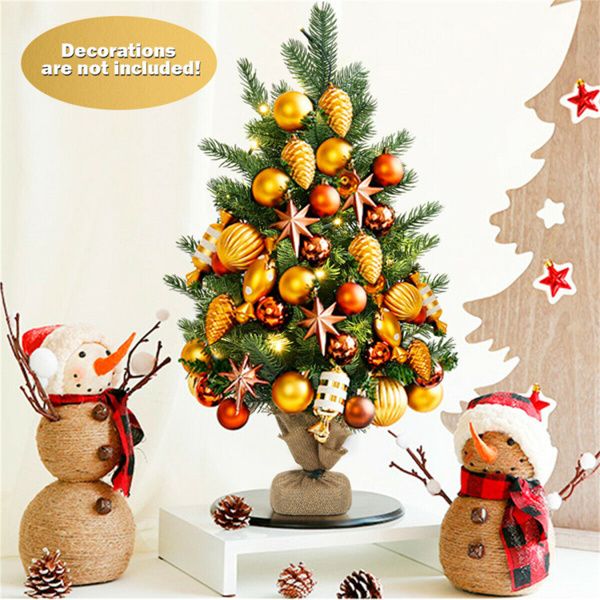 Arbre de Noël LED pré-éclairé de 24 pouces - Décor de table mini pour les fêtes avec fonction minuterie, parfait pour Noël à la maison et au bureau 2024