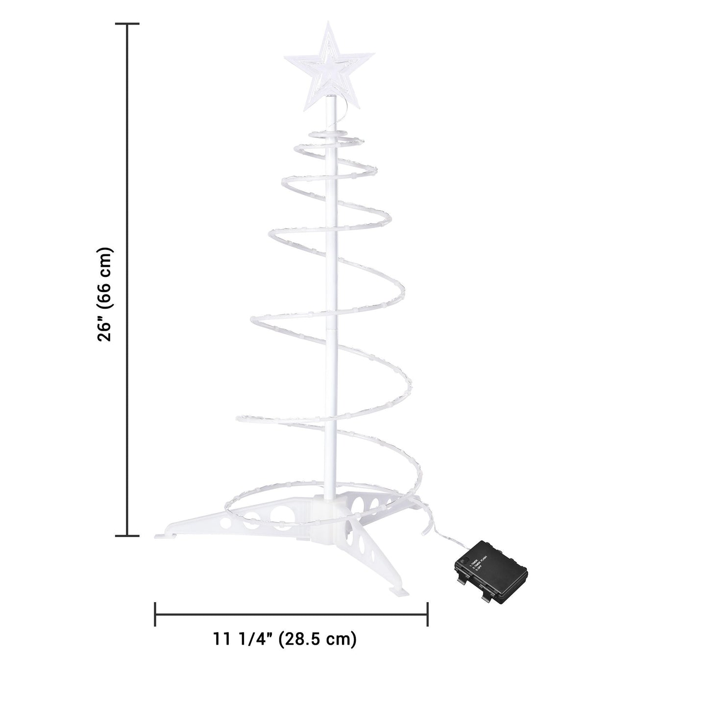 Arbre de Noël spiral lumineux de 2 pieds avec LEDs blanc chaud - Décor festif fonctionnant sur batterie pour les fêtes 2024