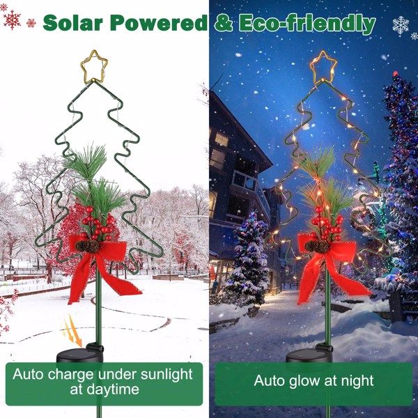 Lumières de chemin de Noël Décorations extérieures, Lumières de pique-nique de Noël solaires pour jardin, Lumières de chemin étanches pour jardins, arrière-cours, pelouses, allées, patios, paysages
